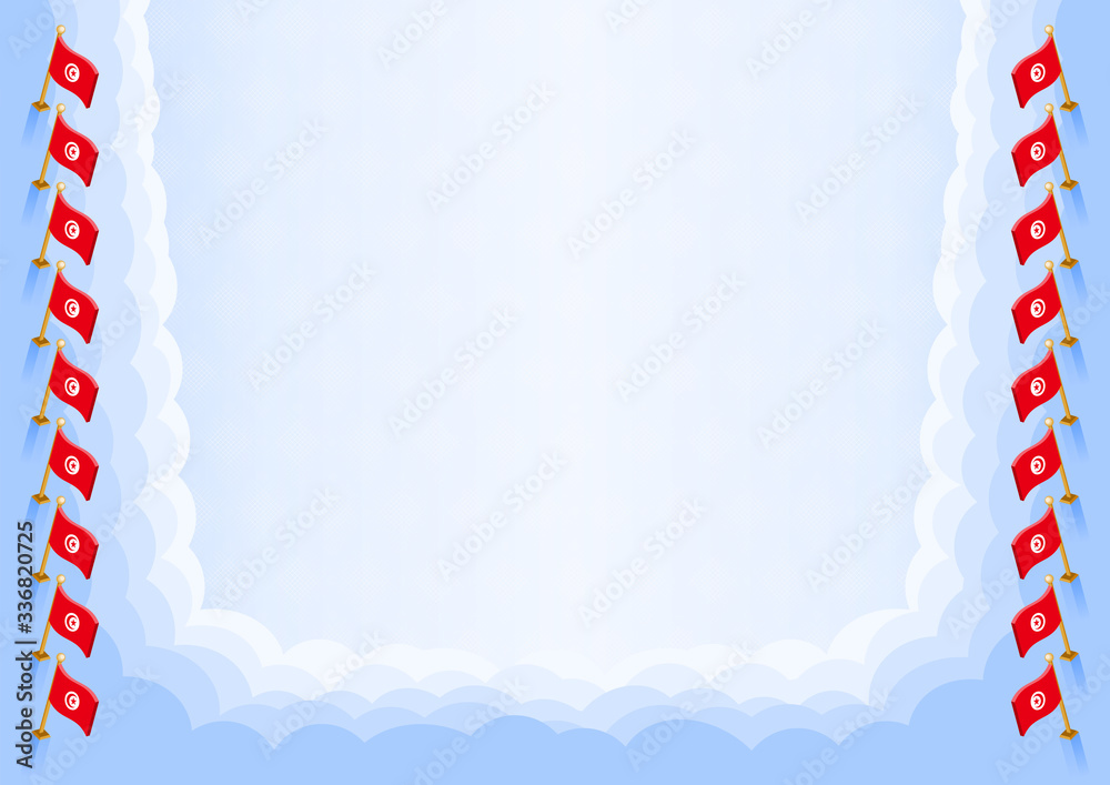 Fototapeta premium Horizontal frame and border with Tunisia flag
