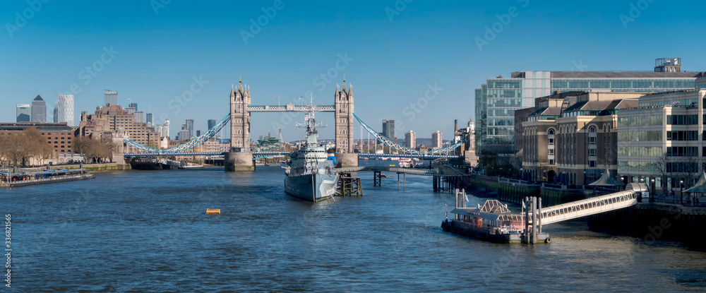 europe, UK, England, London, Tower Bridge HMS Belfast