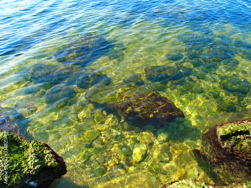 Fototapeta Naklejka Na Ścianę i Meble -  The bottom of the sea, lit by the sun. Crimean peninsula.