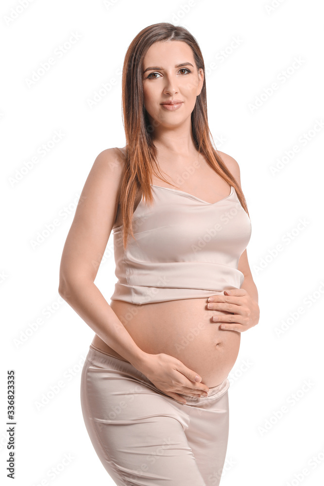 Beautiful pregnant woman on white background Beautiful pregnant woman on white background