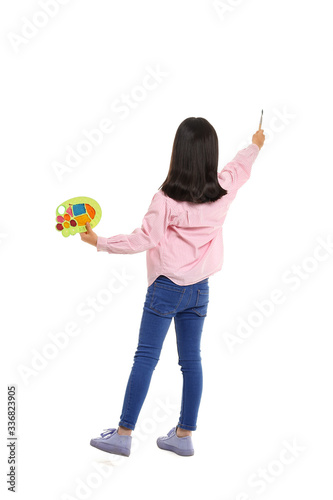 Cute little artist on white...