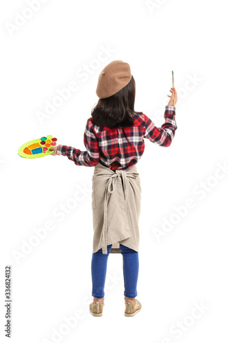 Cute little artist on white...