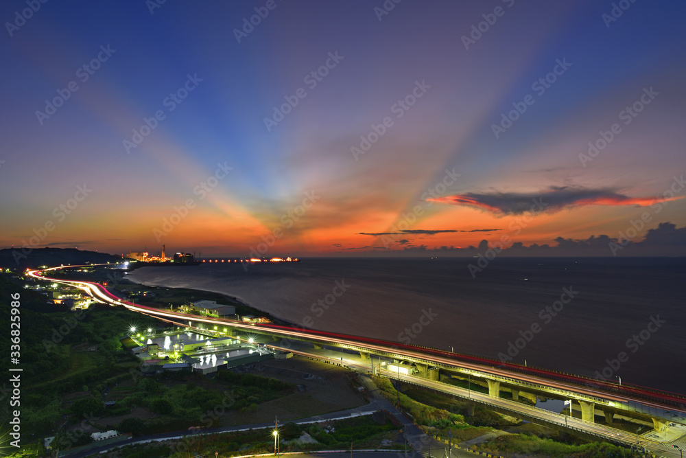 sunset of Linkou thermal power plant Taiwan