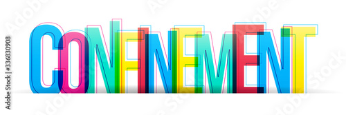 The word Confinement isolated on a white background. Horizontal banner or header for the website. Vector illustration.