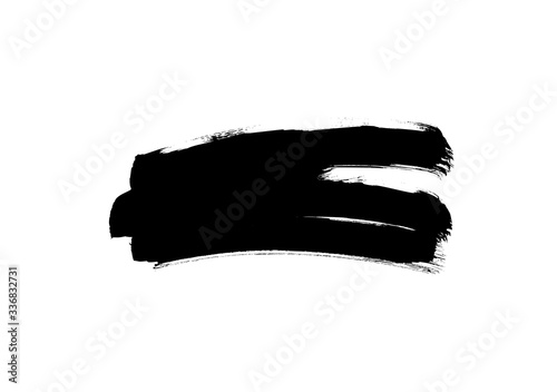 Black paint vector brush stroke isolated on white background. Vector ink illustration, dry dirty smear. Grunge paint brushstroke