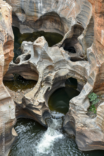 Bourke's Luck Potholes is a tourist attraction near the Blyde River Canyon 2nd biggest canyon in the world, on Panorama Route, Mpumalanga, South Africa 