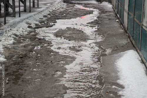 Puddles on the road. photo