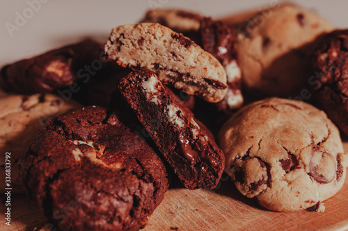 Chocolate cookies, traditional cookies. photo