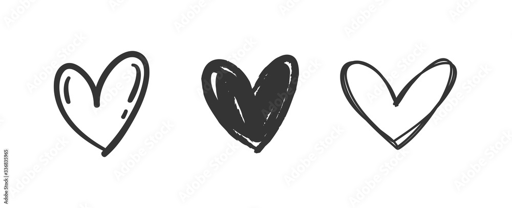 Heart doodles, hand drawn love illustrations Heart doodles, hand drawn love illustrations