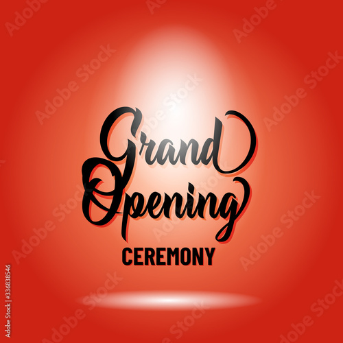Grand opening poster design isolated red background