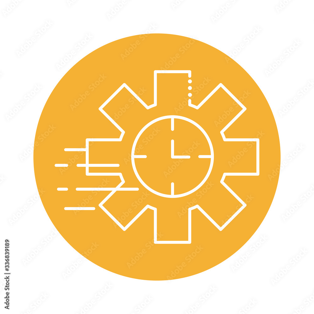 clock in gear shape block line style icon vector illustration design