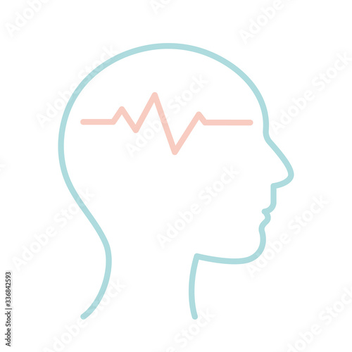 pulse inside human head line style icon vector design