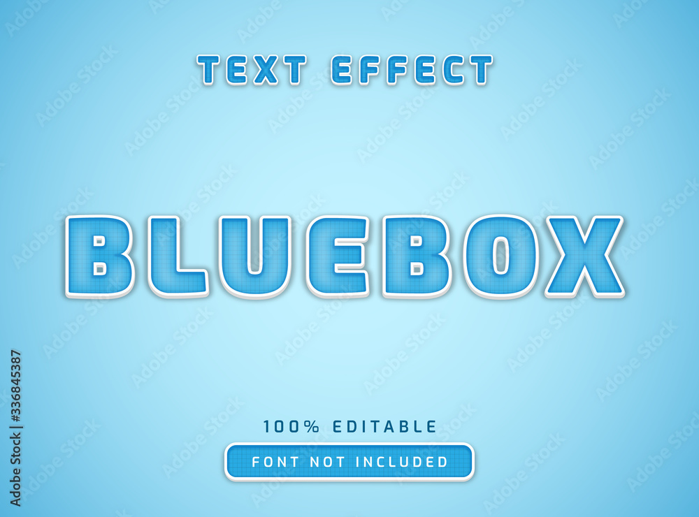 Obraz premium editable text style effect blue box with square line pattern