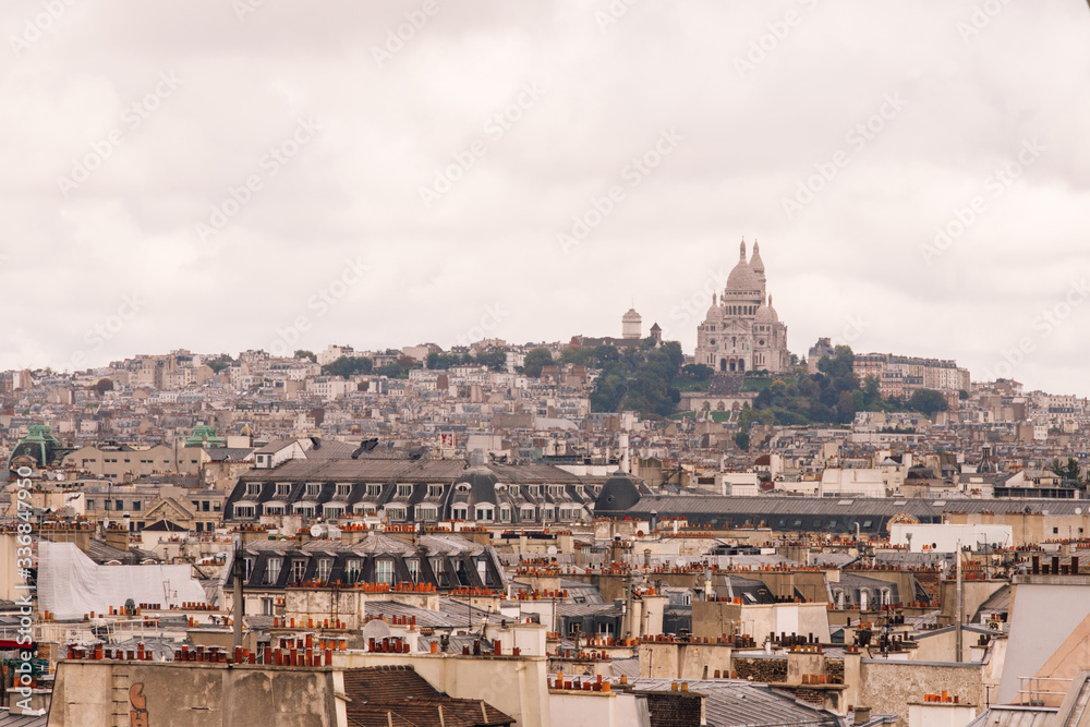 Paris, France. View of the city roofs from the observation gallery of the Georges Pompidou Center.
