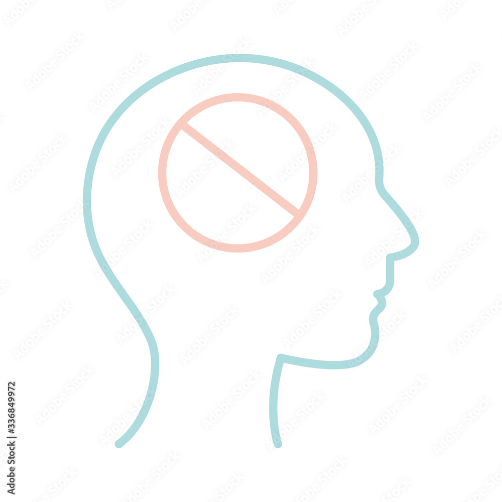 forbidden inside human head line style icon vector design