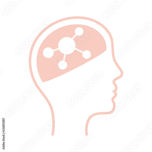 atom inside human head line style icon vector design