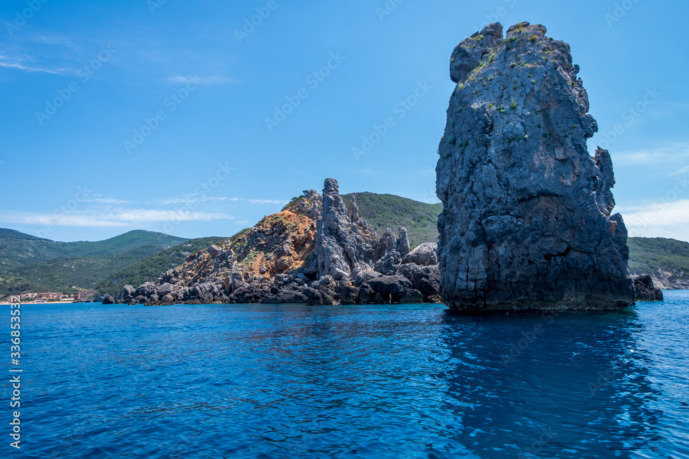 View of the rocky coast of Giglio island (Grosseto, Tuscany, Italy).