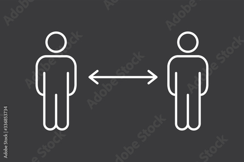 Keep distance sign. Coronavirus pandemic social distance. Preventive measures. Keep distance. Vector illustration.