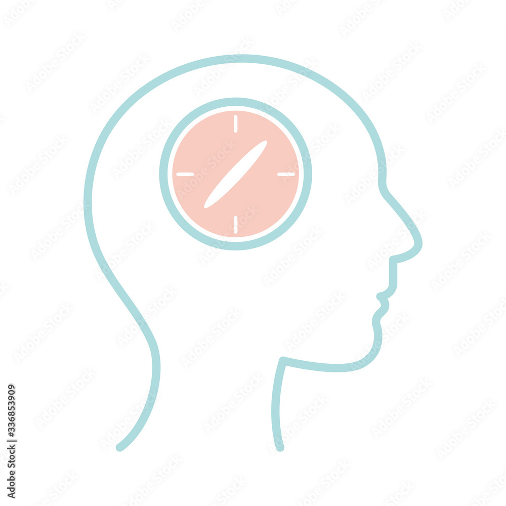 clock inside human head line style icon vector design clock inside human head line style icon vector design
