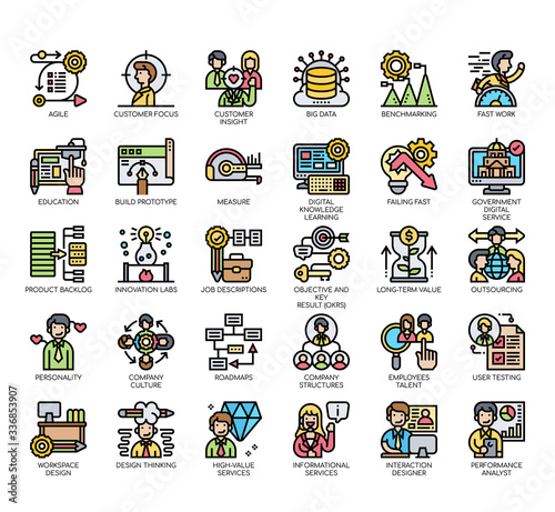 Set of digital transformation thin line and pixel perfect icons for any web and app project.