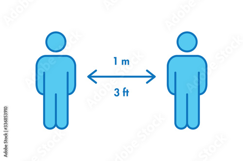 Keep distance sign. Coronavirus pandemic social distance. Preventive measures. Keep distance. Vector illustration.
