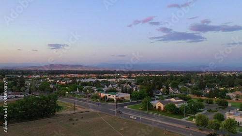 Aerial Shot of the Fresno California Landscape at Sunset photo