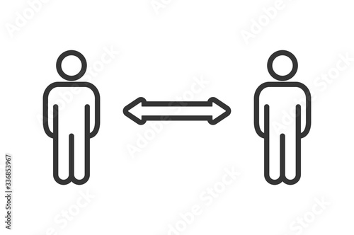 Keep distance sign. Coronavirus pandemic social distance. Preventive measures. Keep distance. Vector illustration.