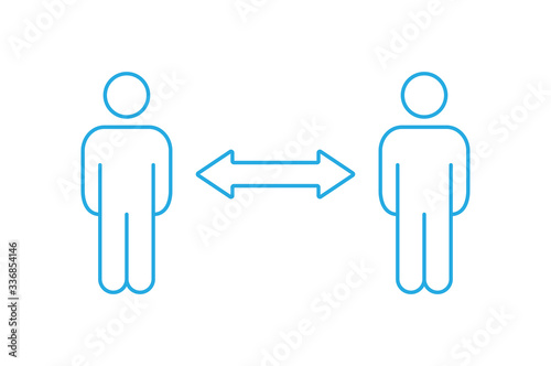 Keep distance sign. Coronavirus pandemic social distance. Preventive measures. Keep distance. Vector illustration.
