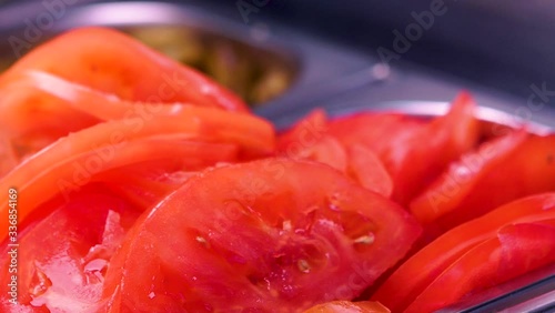 process of preparing traditional Turkish fast food - shawarma or kebab. chef hand cooking food