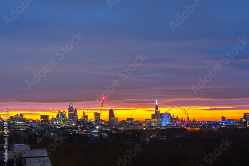 London city sunrise aerial view 