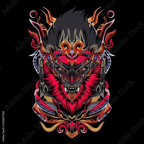 The monkey warrior vector illustration