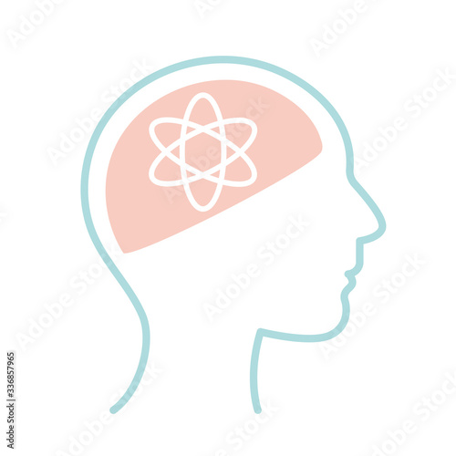 atom inside human head line style icon vector design