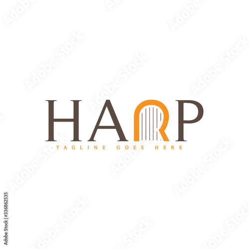 creative harp logotype logo design, vector