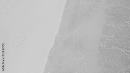 Tel Aviv, Israel - outlined. Grayscale photo