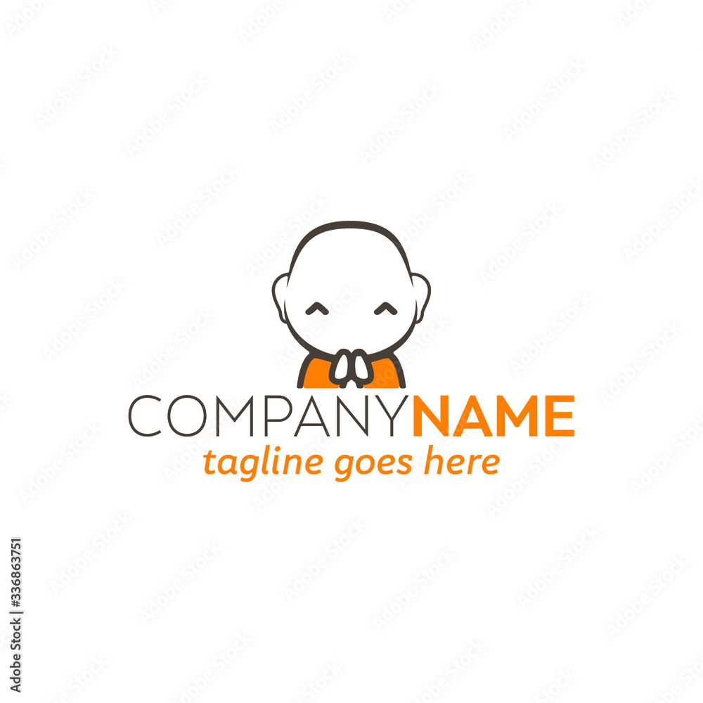 creative little monk logo design, vector creative little monk logo design, vector