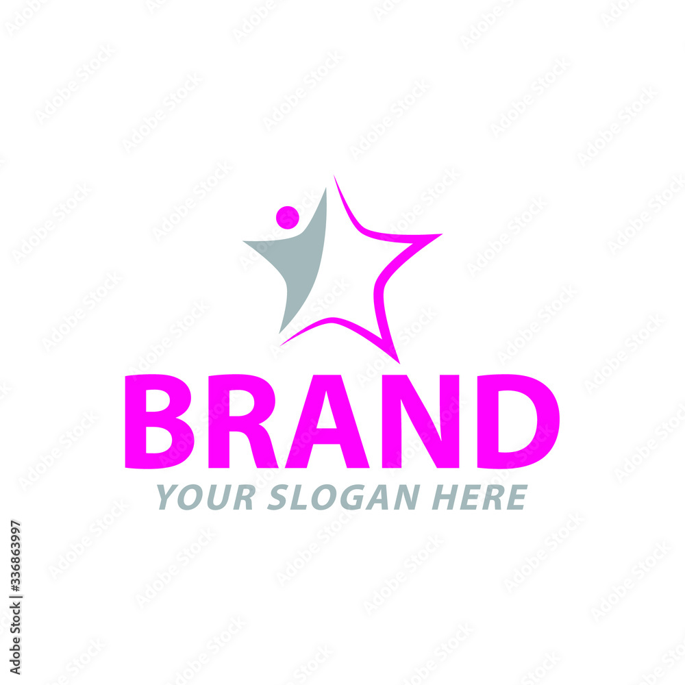 Obraz premium creative star and people logo design, vector