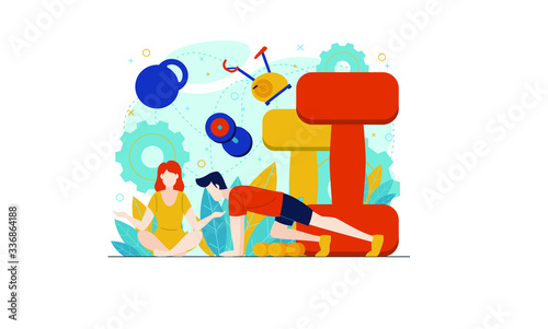 Workout exercises vector illustration concept video template background isolated can be use for presentation web banner UI UX landing page