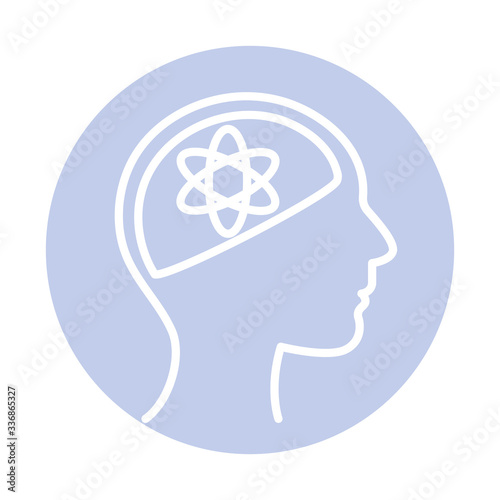 atom inside human head block style icon vector design