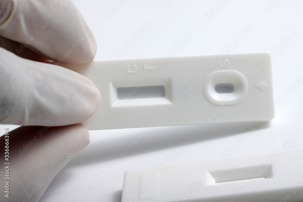 Close up shot of white rapid test cassette that used for medical screening purpose 