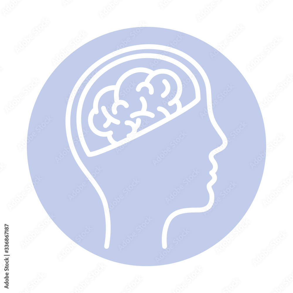 brain inside human head block style icon vector design brain inside human head block style icon vector design