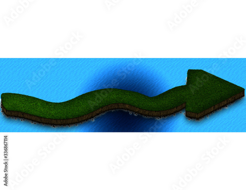land 2D arrow on water