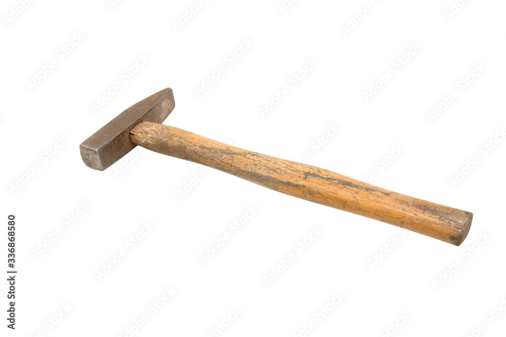 old hammer tools isolated on white background for electrician old hammer tools isolated on white background for electrician