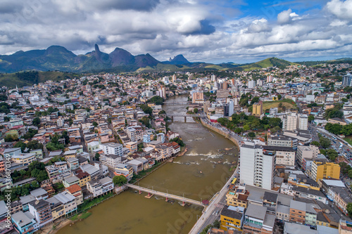 Aerial image of Cachoeiro de Itapemirim city photographed in Burarama, in Espirito Santo. Picture made in 2018 photo