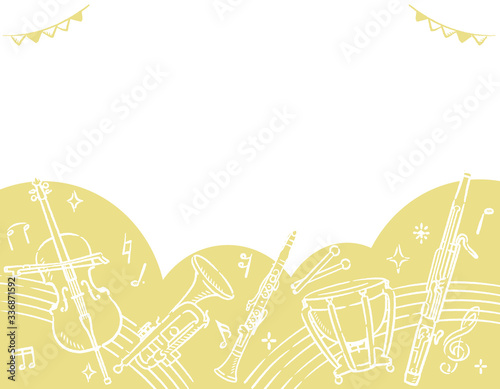 楽器のイラストを使った背景素材