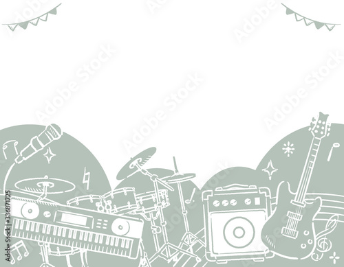 楽器のイラストを使った背景素材