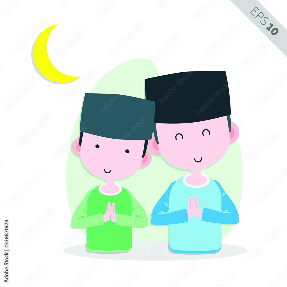 Muslim People Smile and Greeting Illustration, Vector Muslim People Smile and Greeting Illustration, Vector