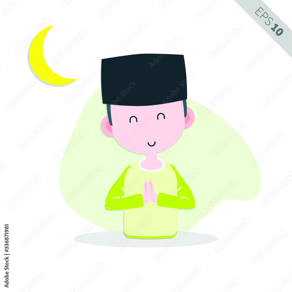 Muslim People Smile and Greeting Illustration, Vector Muslim People Smile and Greeting Illustration, Vector