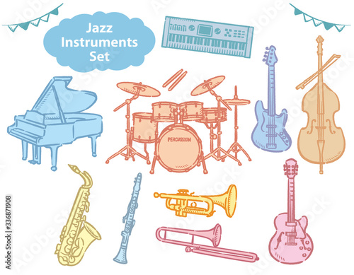 ジャズの楽器のイラスト素材セット