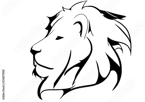 Wallpaper Mural Stylized lion, with tribal strokes, black on a white background Torontodigital.ca