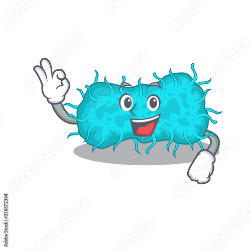 bacteria prokaryote mascot design style with an Okay gesture finger